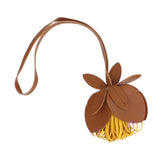 Bag Charm Brown Leather Flower Long Bag Accessory