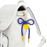 SGRHO Cream Pearl and Blue Cord Bow Heart Bag Clip