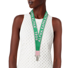Load image into Gallery viewer, AKA Green Canvas Lanyard ID Badge Clip Women
