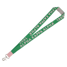 Load image into Gallery viewer, AKA Green Canvas Lanyard ID Badge Clip Women
