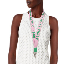 Load image into Gallery viewer, AKA Pink Canvas Lanyard ID Badge Clip Women

