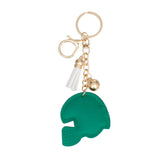 Keychain Green White Football Helmet Bag Charm