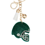 Keychain Green White Football Helmet Bag Charm