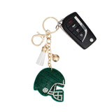 Keychain Green White Football Helmet Bag Charm
