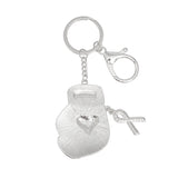 Breast Cancer Keychain Silver Light Pink Glove