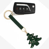 Keychain Green Shimmery Xmas Tree Purse Charm Clip