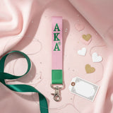 AKA Pink Canvas Embroidered Wristlet Strap Clip