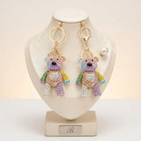 Keychain Colorful Rhinestone Teddy Bear Bag Clip