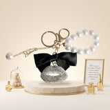 Clear Stone Encrusted Lips Parisian Pearl Keychain