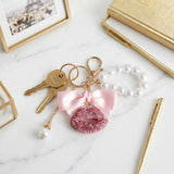 Pink Stone Encrusted Lips Parisian Pearl Keychain