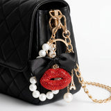 Red Stone Encrusted Lips Parisian Pearl Keychain