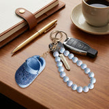 Blue Stone Encrusted Croc Pearl Keychain Clip