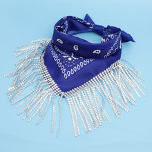 Cargar imagen en el visor de la galería, ZPB Blue and White Bandana Bling Fringe Necklace
