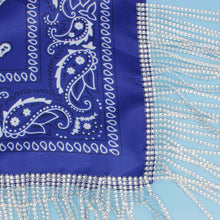 Cargar imagen en el visor de la galería, ZPB Blue and White Bandana Bling Fringe Necklace
