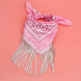 AKA Pink and White Bandana Bling Fringe Necklace
