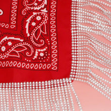 Load image into Gallery viewer, DST Red and White Bandana Bling Fringe Necklace
