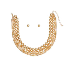 Cargar imagen en el visor de la galería, Necklace 4 Row Gold Ball Bead Layered Choker
