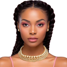 Cargar imagen en el visor de la galería, Necklace 4 Row Gold Ball Bead Layered Choker
