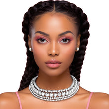 Cargar imagen en el visor de la galería, Necklace 4 Row Silver Ball Bead Layered Choker
