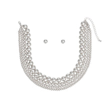 Cargar imagen en el visor de la galería, Necklace 4 Row Silver Ball Bead Layered Choker
