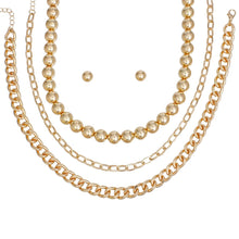 Cargar imagen en el visor de la galería, Necklace 3 Pcs Gold Ball and Chain Layered Set
