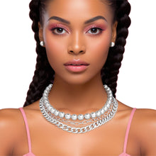 Cargar imagen en el visor de la galería, Necklace 3 Pcs Silver Ball and Chain Layered Set
