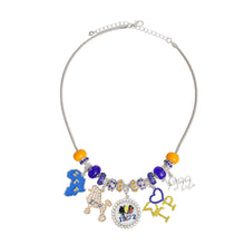 Cargar imagen en el visor de la galería, Blue Gold Sorority Charm Necklace
