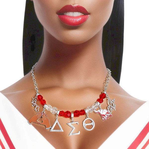 Red Clear Glass Bead DST Necklace