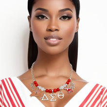 Load image into Gallery viewer, Red Bead Soror Delta Charm Necklace for Women
