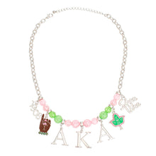 Load image into Gallery viewer, AKA Necklace Pink Green AKA Skee Wee Charms
