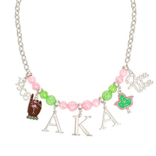 Load image into Gallery viewer, AKA Necklace Pink Green AKA Skee Wee Charms

