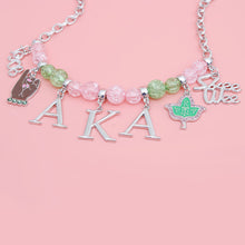 Load image into Gallery viewer, AKA Necklace Pink Green AKA Skee Wee Charms
