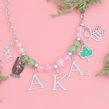 Load image into Gallery viewer, AKA Necklace Pink Green AKA Skee Wee Charms
