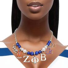Load image into Gallery viewer, Blue Bead Zeta Necklace
