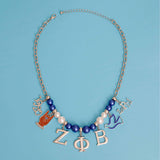 Blue White Pearl Zeta Necklace