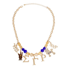 Load image into Gallery viewer, Blue Gold Bead Sigma Necklace
