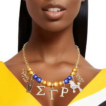 Cargar imagen en el visor de la galería, Golden Legacy: SGRho Sorority Pearl Necklace

