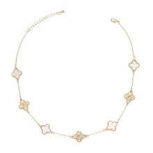 Cargar imagen en el visor de la galería, Necklace Gold White Clover Station Pendant Women

