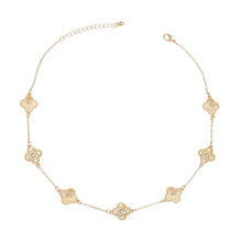 Cargar imagen en el visor de la galería, Necklace Gold Pave Clover Station Pendant Women
