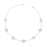 Necklace Silver Pave Clover Station Pendant Women