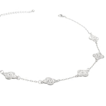 Cargar imagen en el visor de la galería, Necklace Silver Pave Clover Station Pendant Women
