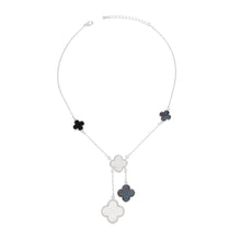 Cargar imagen en el visor de la galería, Charm Drop Multi Quatrefoil Clover Silver Necklace

