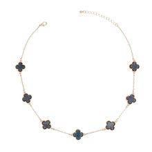 Cargar imagen en el visor de la galería, Necklace Gold Gray Quatrefoil Clover 7 Motifs
