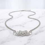 ZPB Winged Bling Pendant Silver Chain Necklace