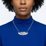 ZPB Winged Bling Pendant Silver Chain Necklace