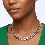 AKA Sorority Silver Chain Greek Letter Necklace