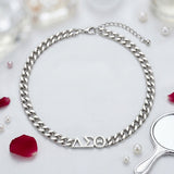 DST Sorority Silver Chain Greek Letter Necklace