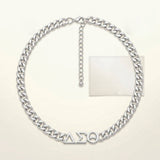 DST Sorority Silver Chain Greek Letter Necklace