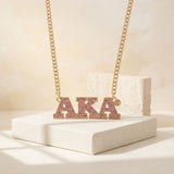 AKA Gold Pink Rhinestone Greek Letter Necklace