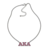 AKA Silver Pink Rhinestone Greek Letter Necklace